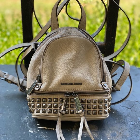 Authentic Michael Kors Beige Studded Backpack - Picture 1 of 7